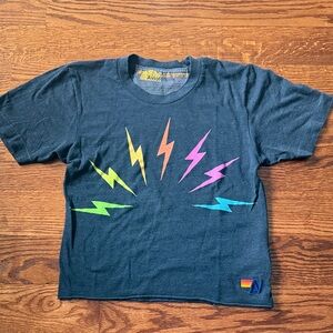 Aviator Nation Women’s/Kids Tee with Colorful Lightning Bolts